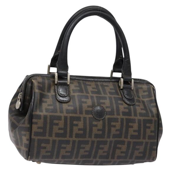 FENDI Zucca Canvas Hand Bag Brown Black - Picture 1 of 13